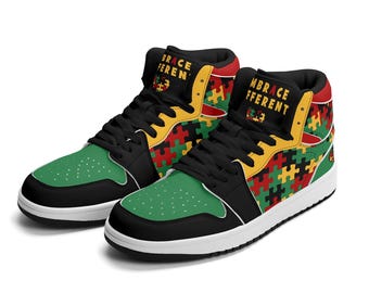 Autism Awareness Shoes for Men and Women Autism Custom Sneakers Colorful Puzzle Piece Basketball Sneakers Embrace Different Shoes Inclusive