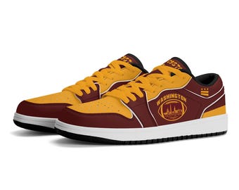 Washington Football Schuhe, burgunderfarbene und goldene Fan-Sneaker für Damen und Herren, Schuhe für den Spieltag in Washington, D.C., Geschenkidee für Football-Fans aus der Hauptstadt, Washington-Fan-Schuhe