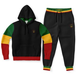 Rasta Pull Over Hoodie Jogger Set for Men and Women Lion Of Judah Tracksuit Reggae Stripes Jacket Rastafari Selassie Coat Size to 4XL Cotton