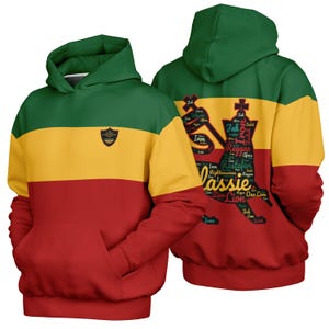 Rastafari Hoodie Heavyweight Oversized Hoodie for Men and Women Rasta Stripes Lion Judah Clothing Sweatshirt Reggae Selassie Size up to 4XL