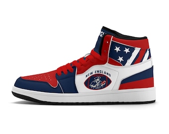 New England Football Team Shoes for Men & Women Team Themed Basketball Shoes Custom  Football New England Navy Sneakers New England Gifts