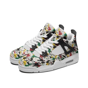 Paint Splattered Shoes for Men & Women Paint Spray Sneakers Funky Sneakers Red Green Yellow Gym Shoes Tennis Shoes Colorful Basketball Shoes