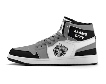 サンアントニオ・バスケットボールチームのスニーカー（男女兼用）、チームテーマのバスケットボールスポーツシューズ、カスタムスニーカー、アラモシティシューズ、テキサスギフト、ユニセックス