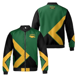Jamaica Jacket for Men and Women Jamaican Bomber Jacket Clothes Jamaica Tracksuit Top Quilted Flight Fleece Track Jacket Sizes up to 5XL