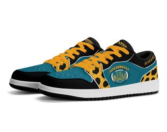 Jacksonville Football Team Schuhe für Damen und Herren, türkis-schwarz-goldene Low-Top-Sneaker, Duval County Football Schuhe, Duuuval JAX Geschenke, Florida