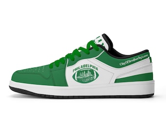 Philadelphia Football Fan-Schuhe, Philly Green Low Top Sneakers für Damen und Herren, Geschenkidee für den Spieltag der Stadt der brüderlichen Liebe, Football-Schuhe