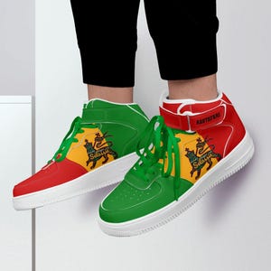 Rasta Shoes for Men & Women Custom Rastafarian Sneakers Jamaica Sneakers National Flag Gym Shoes Reggae Shoes Rasta Color Basketball Shoes
