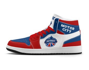 Zapatillas del equipo de baloncesto de Detroit para hombre y mujer. Zapatillas deportivas con temática del equipo. Zapatillas personalizadas 313. Zapatillas Motor City. Regalos unisex de Detroit.