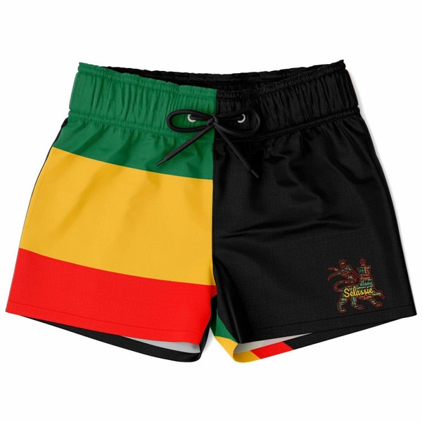 Short de bain rasta pour jeune Short de sport Short de bain Lion of Judah Rouge Vert Noir Reggae jamaïcain Équipement de sport Salle de sport Fitness Tailles Jusqu'à 2XL