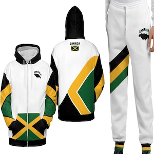 Jamaica Hoodie for Men and Women Flag Hoodie Jamaican Tracksuit Reggae Athletic Sweater Black Green Gold Jacket Top Size to 5XL Midweight