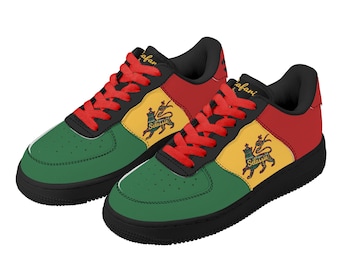 Rastafari-Schuhe mit Löwenmotiv von Juda für Damen und Herren, Rastafari-Sneaker, Kleidung in den Farben der Rastafari-Flagge, Reggae-Sneaker, Basketballschuhe aus Jamaika