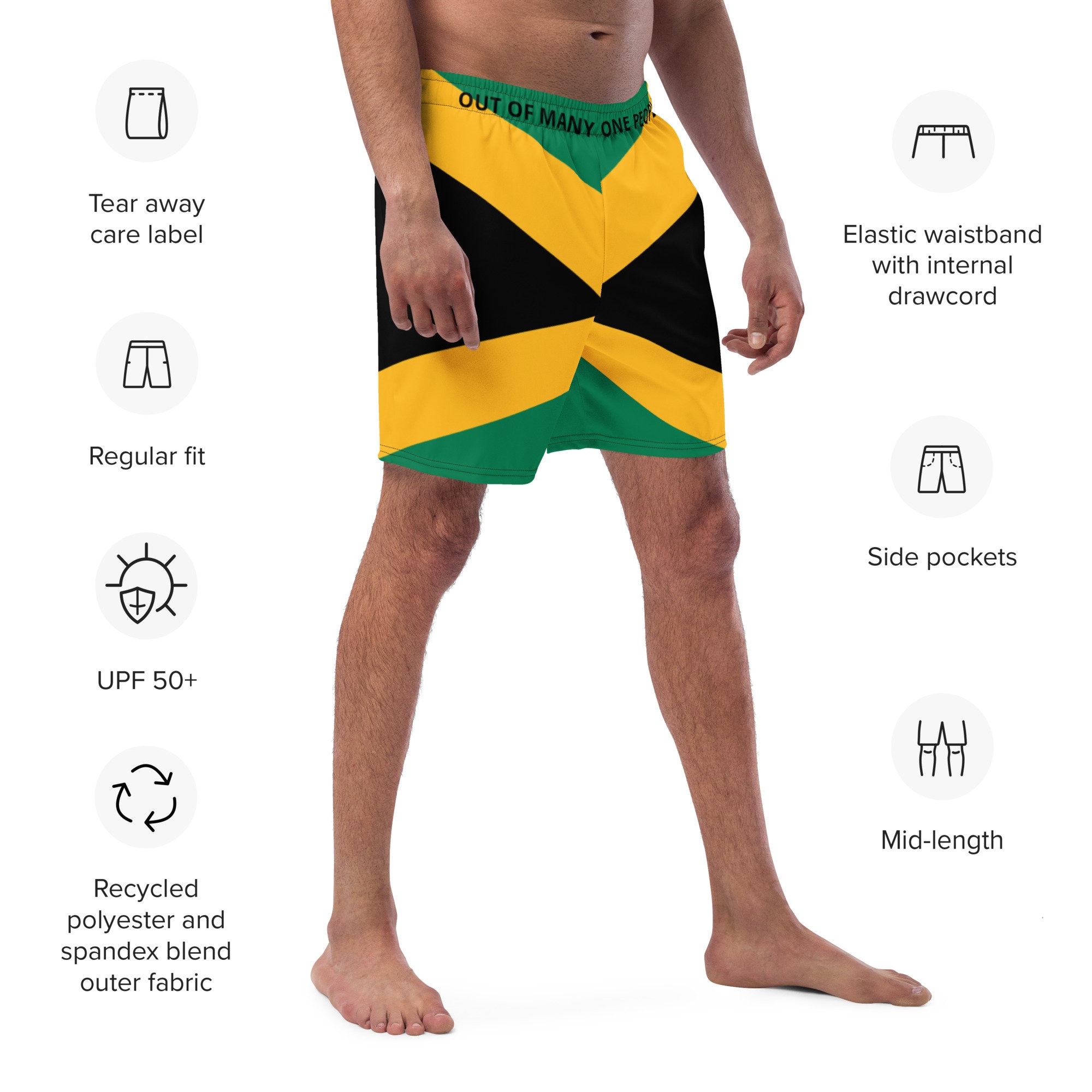 Jamaica Men's Swim Trunks Athletic Shorts Jamaican Flag Etsy