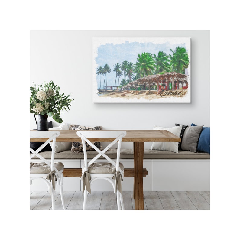 Jamaican Wall Art Beach Side Hut Wall Painting Wall Decor Vacation