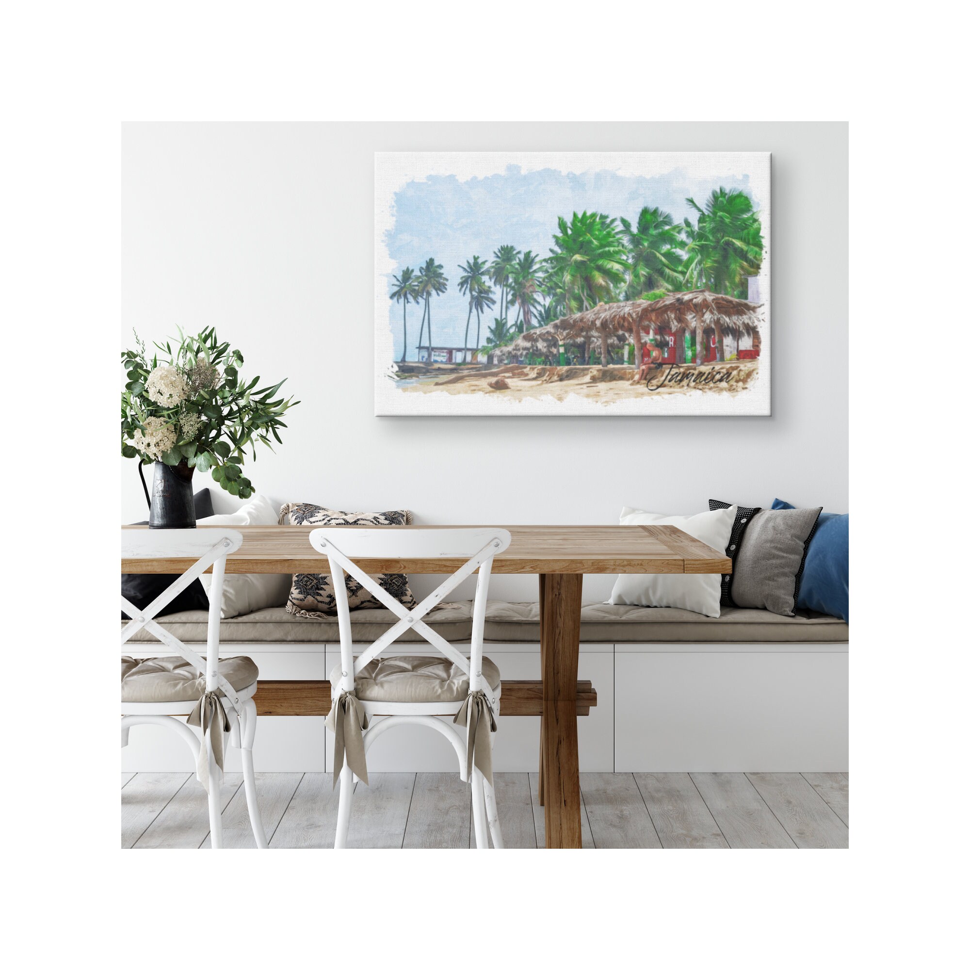 Jamaican Wall Art Beach Side Hut Wall Painting Wall Decor Vacation