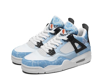 Weihnachtssneaker mit Schneemannmotiv für Damen und Herren, eisblaue Winterschuhe mit Schneeflockenmuster, festliche Streetwear