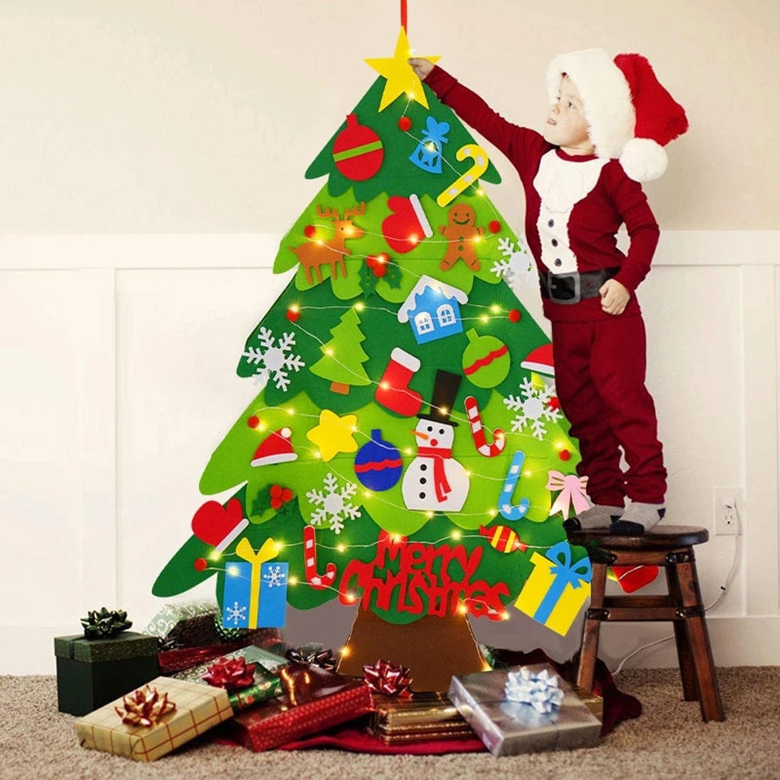 34pcs-diy-felt-christmas-tree-wall-hanging-w-led-string-etsy
