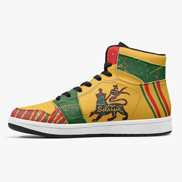 Rasta Shoes Lion of Judah Mesh Sports Sneakers Streetwear Jah Stylish Unisex Reggae Trainers Gym Sneakers Jamaican Custom Basketball Yellow