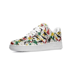 Paint Splattered Shoes for Men & Women Paint Spray Sneakers Funky Sneakers Red Green Yellow Gym Shoes Tennis Shoes Colorful Basketball Shoes