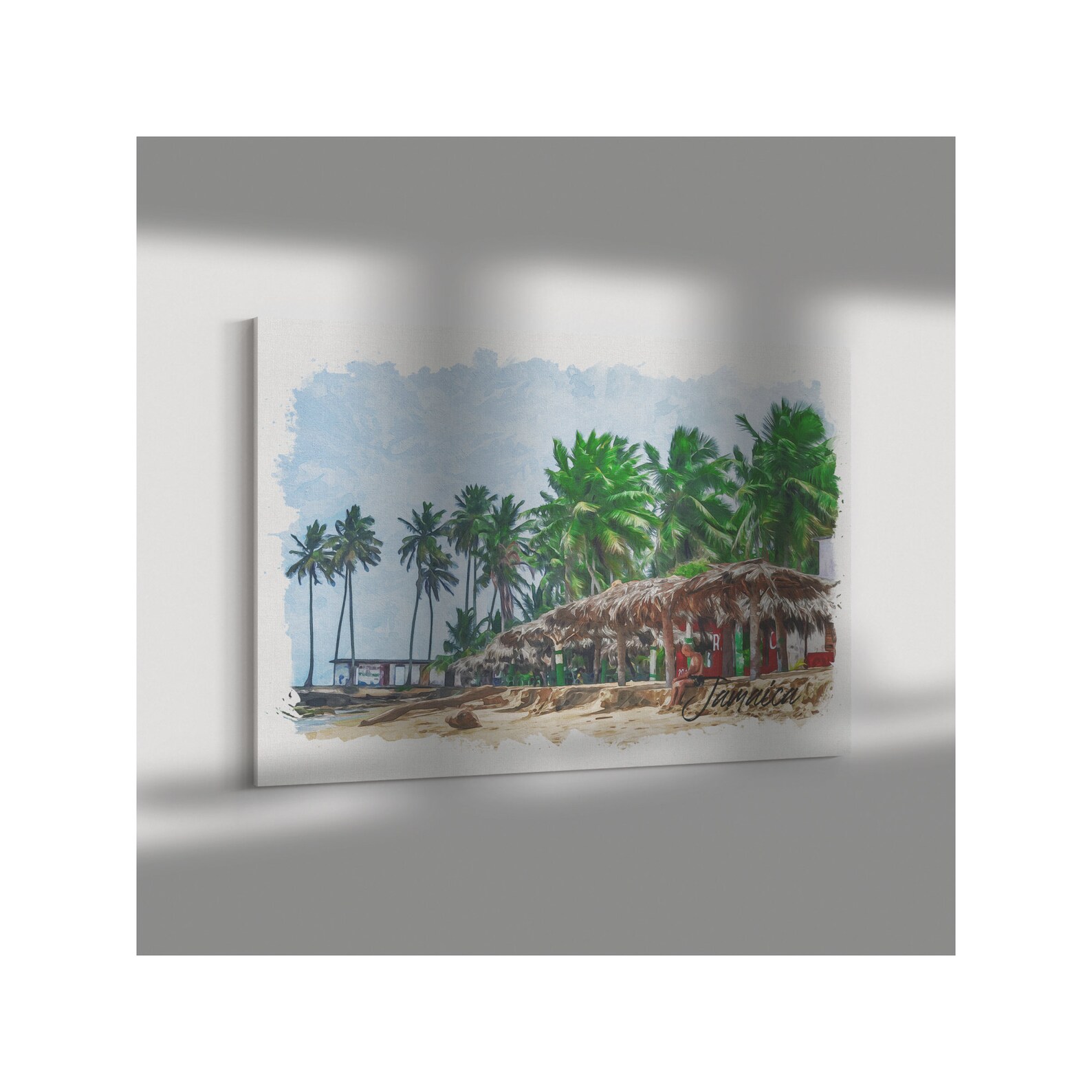 Jamaican Wall Art Beach Side Hut Wall Painting Wall Decor Etsy