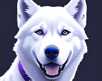 White Husky Digital Art