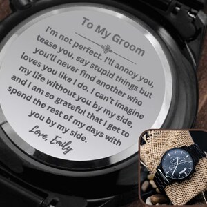 Gift For Groom On Wedding Day, From Bride,  Wedding Day Gift, Engraved Watch Gift On Wedding Day. Sentimental Gift, Personalized Gift Ideas*