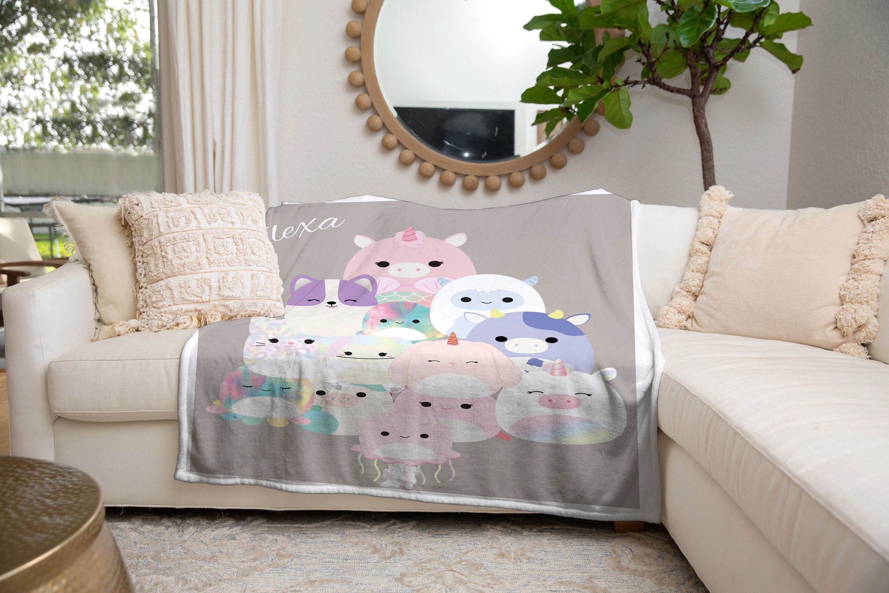Personalized squishmallow throw blanket custom name gift for daughter