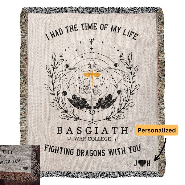 Boyfriend Gift, Husband Gift, Personalized Basgiath War College "I had the time of my life fighting dragons with you" Heirloom Blanket 50x60