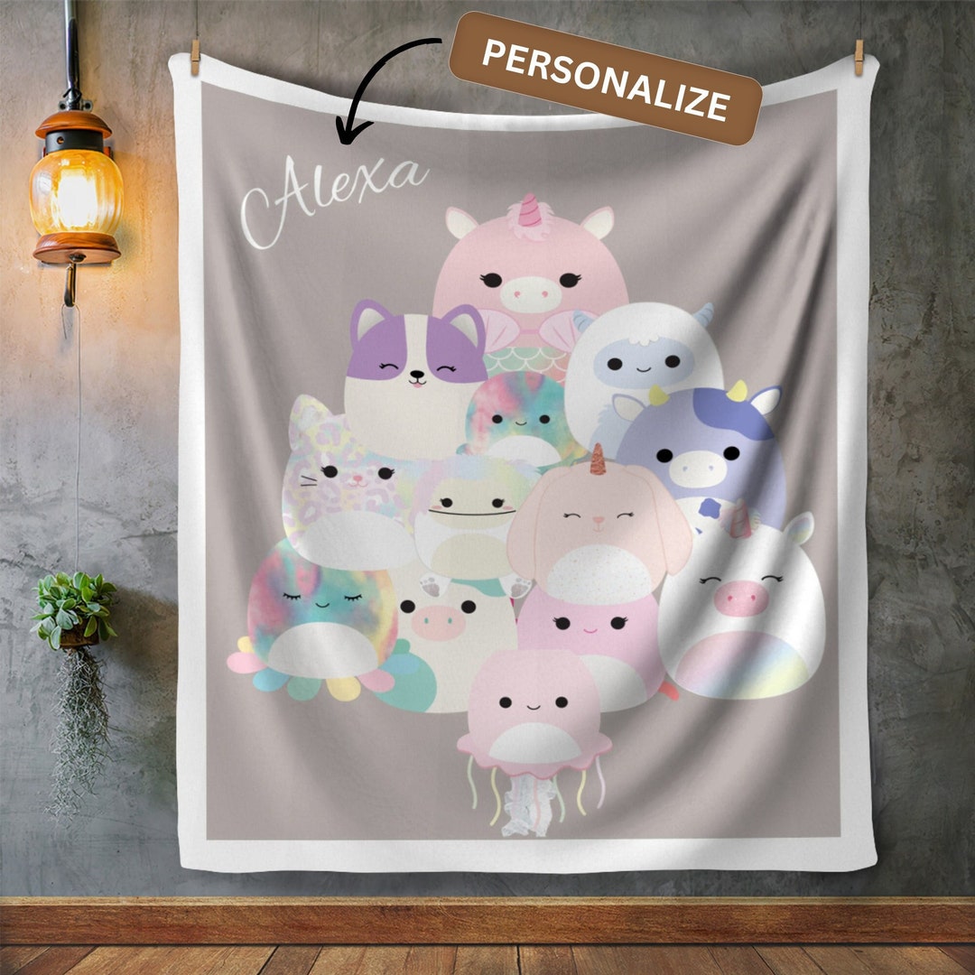 Personalized Squishmallow Throw Blanket, Custom Name Gift for Daughter ...