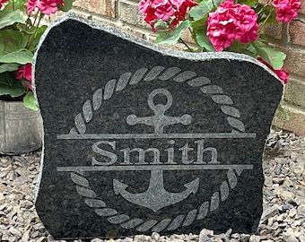 Granite Name Stone-Address Stone For Yard-Address Sign-House Number Sign-Personalized Gift-Custom Address Sign-15"x15"