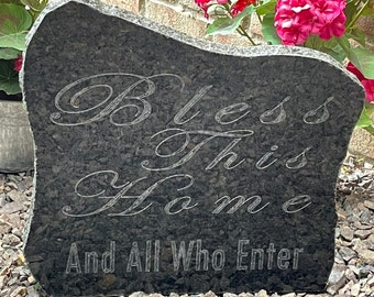 Custom Engraved Granite Welcome Stone, Personalized Yard Decor (15"x15")
