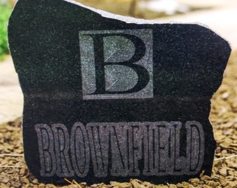 Engraved Granite Family Name Sign, Personalized Yard Stone