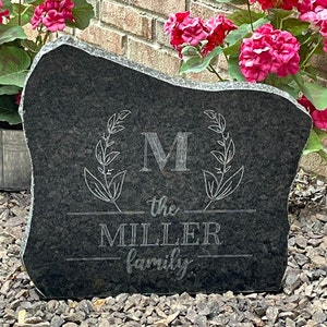 Custom Name Rock-Engraved Rock-Custom Garden Stone-House Number-Yard Décor-Address Marker-15"x15"