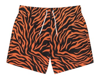 Oranje en zwarte zwembroek met tijgerprint | All-over print