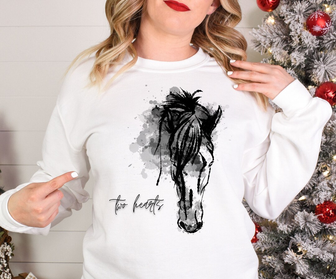 Equestrian Horse Head Sweatshirt Two Hearts Horse Sweatshirt Etsy