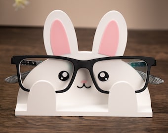 Bunny Eyeglass Stand - Rabbit Glasses Holder  - Mothers Day Gift - Cute Nightstand Gift - Kawaii Desk Decor - Kids Glasses Stand