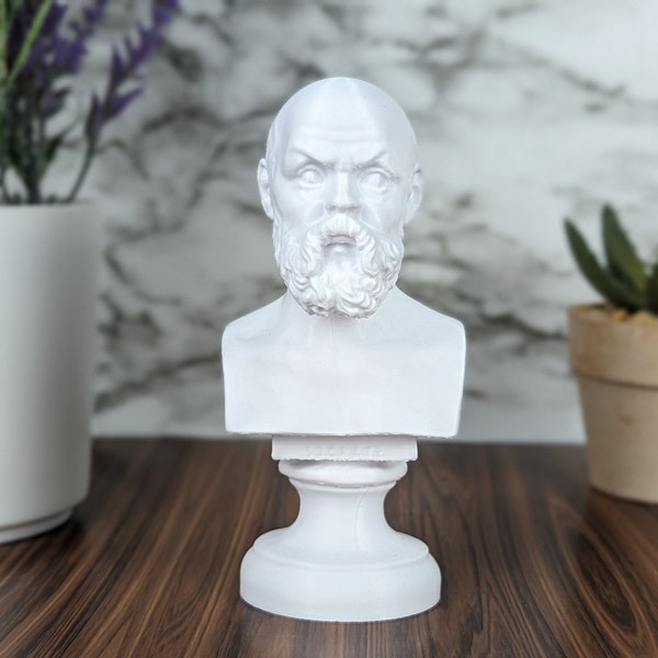 Socrates Bust - Desktop Stoic Decor - Philosopher Bookshelf Art - Housewarming Gift Statue - Greek Stoicism Present - 3D Printed Art