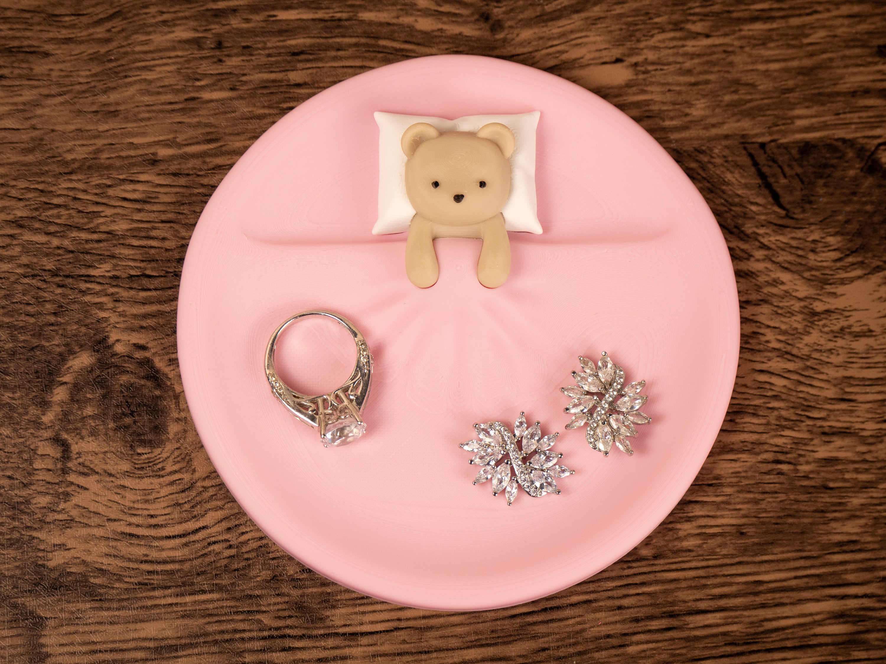 Sleeping Teddy Bear Trinket Dish - Valentines Day Gift - Bear