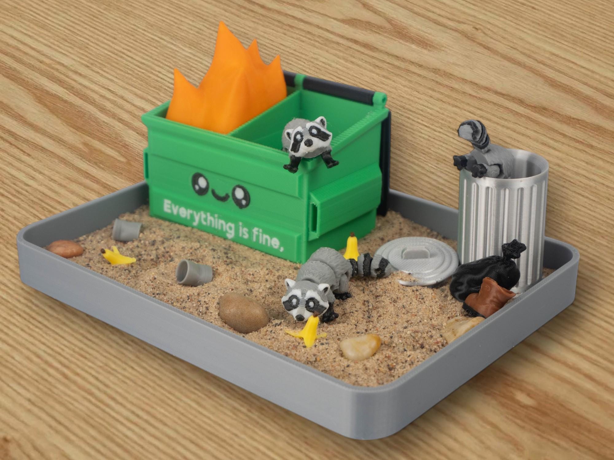 Garbage Fire Zen Garden - Fidget Dumpster Sandbox Toy - Cubicle