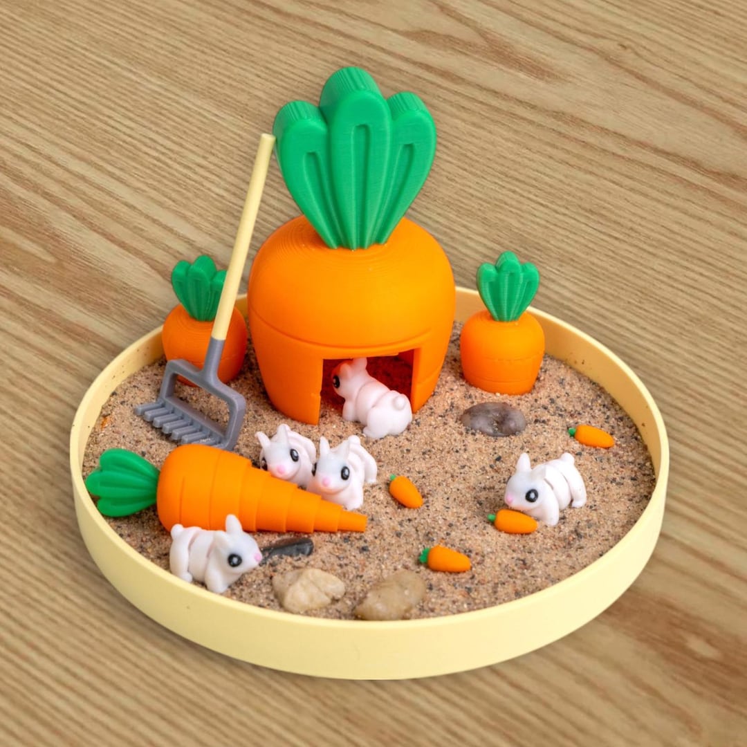 Bunny Zen Garden - Fidget Desk Sandbox - Cubicle Decor - Office