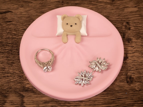 Sleeping Teddy Bear Trinket Dish - Valentines Day Gift - Bear