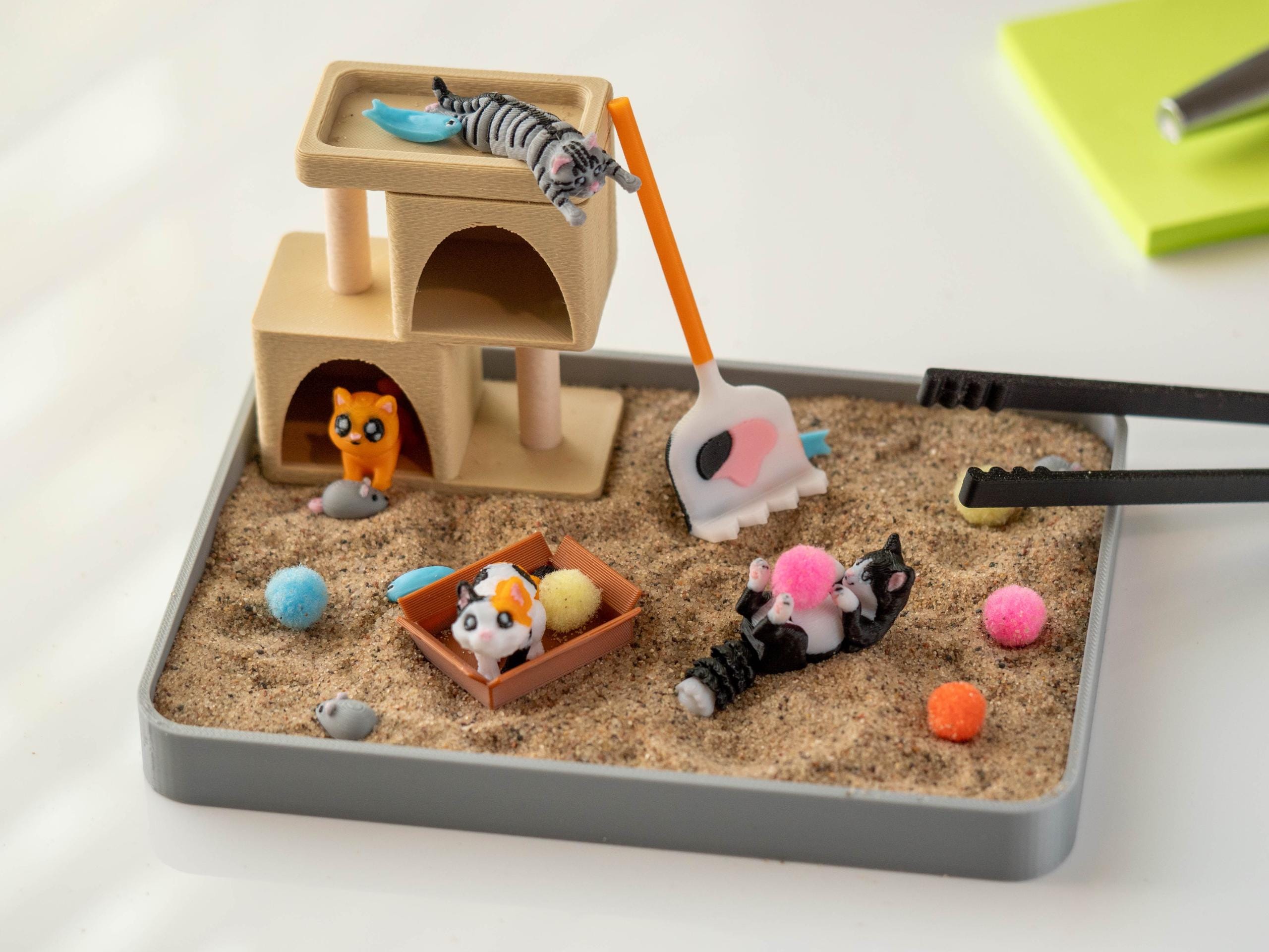 Cat Desk Zen Garden - Cute Cubicle Decor - Teacher Gft - Cat