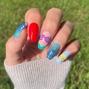The Little Mermaid Disney Press on Nails Ariel Nails - Etsy