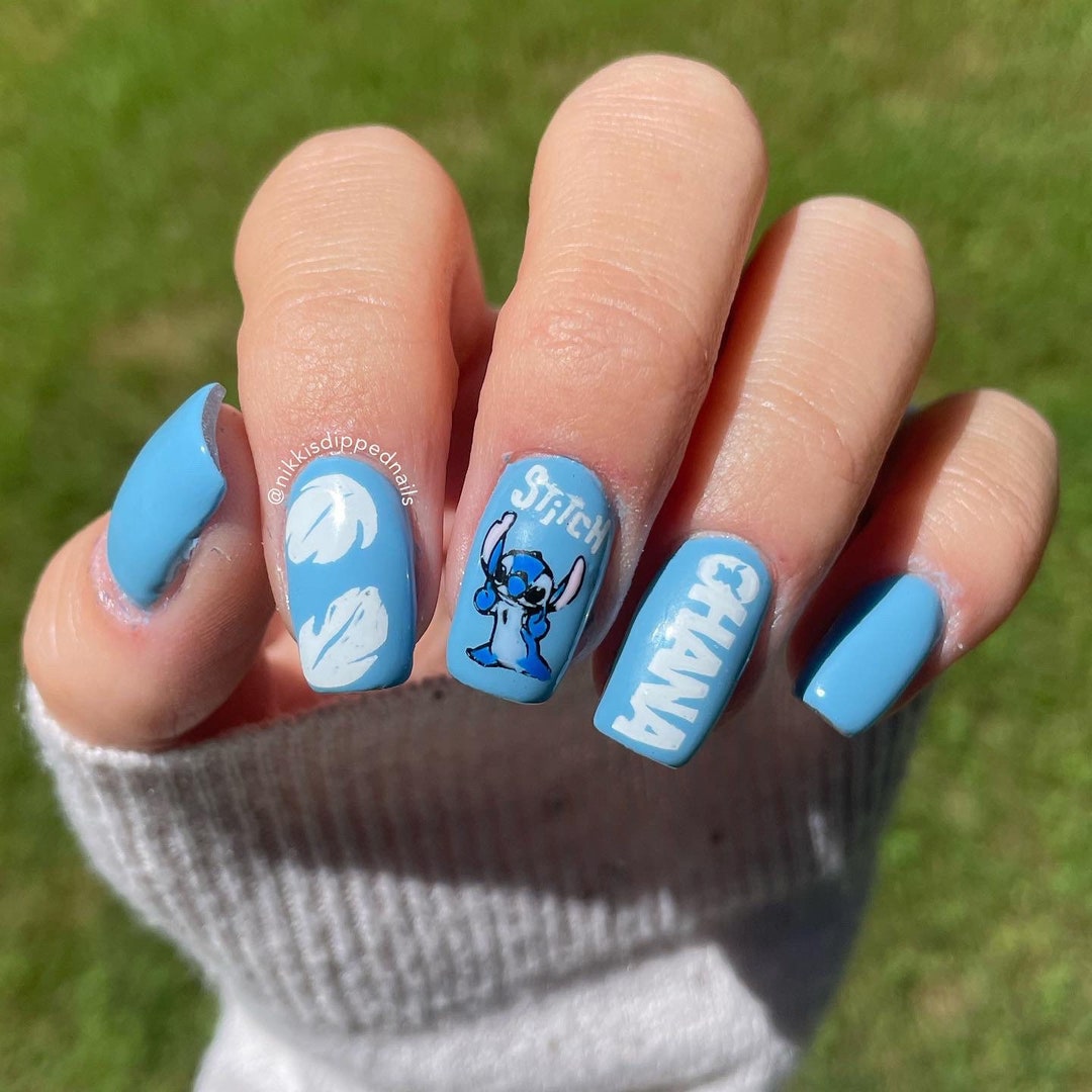 Stitch Inspired Nails OHANA Nails Etsy stitch-inspired-nails-ohana-nails-etsy