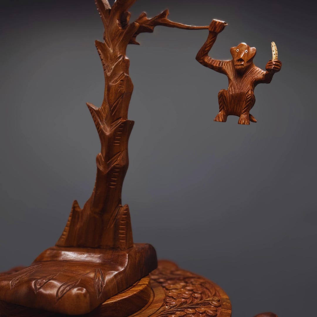 Rustic Monkeys Hand Carved Wood Monkey Sculpture | Rustic Tree Art - Etsy