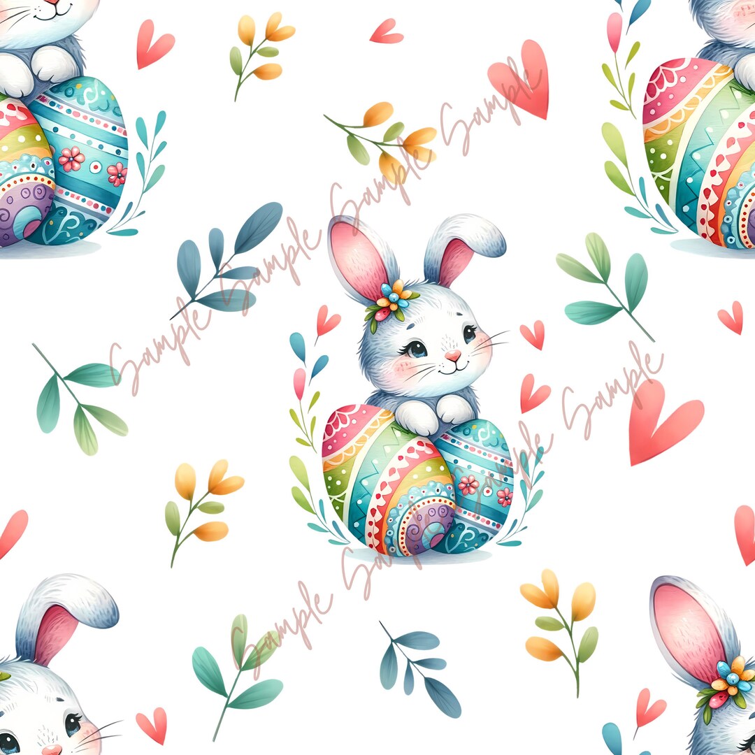 Rabbit Watercolor Seamless Digital Files Pattern for Easter Festival - Etsy