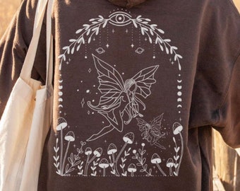 Fairy Wings, Fairy Core, Fairycore Clothing, Grunge Fairycore, Fairy Grunge, Goblincore Clothing, Goblincore, Dark Cottagecore, Brown Hoodie