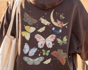 Moth Hoodie, Luna Moth, Moth Wings, Butterfly Top, Butterfly Shirt, Goblincore, Cottagecore Clothing, Lunar Moth, Moth Shirt