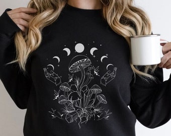 Mushroom Sweatshirt, Fairycore, Cottagecore Clothing, Magic Mushroom, Grunge Fairycore, Mushroom Crewneck,Mushroom Sweater,Mushroom Clothing
