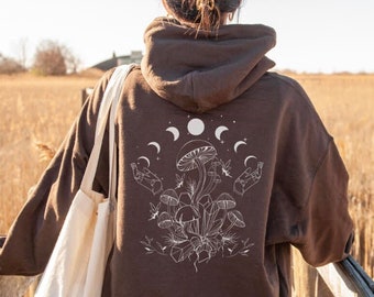 Mushroom Hoodie, Brown Hoodie, Magic Mushrooms, Mushroom Sweater, Dark Cottagecore, Magic Mushroom, Cottagecore Hoodie,Cottagecore,For Women