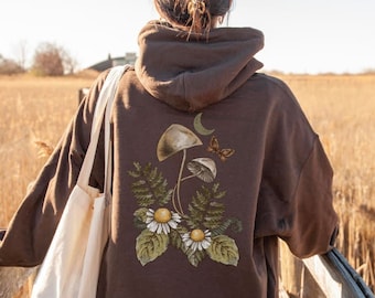 Mushroom Hoodie, Cottage Core Clothing, Cottagecore,Alt Hoodie,Magic Mushroom,Magic Mushrooms,Green Hoodie,Brown Hoodie,Goblincore,For Women